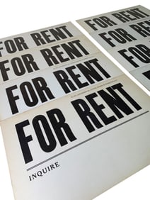 8 Mid Century FOR RENT Window Signs by Julius Blumberg Inc. 80 Exchange Place N. Y.
