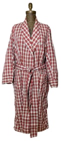 Mid Century Sanforized Men's Towncraft Red Plaid Summer Weight Belted Night Coat, Lounge Robe