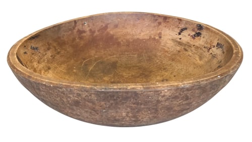 Outstanding LARGE Primitive 19th Century Antique Asymmetrical Wooden Dough Bowl