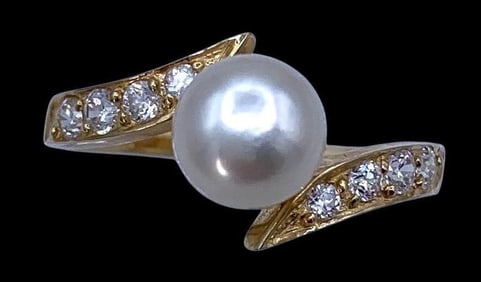 Fine 14k Yellow Gold 7mm Cultured Pearl Ring