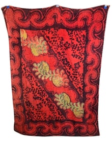 Victorian era Ruby Wool Carriage Lap Robe, Sleigh Blanket