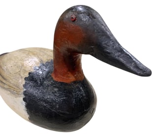 3 Antique Hand Carved Wood, Glass Eyes, Hunting Canvas Back & Mallard Duck Decoys