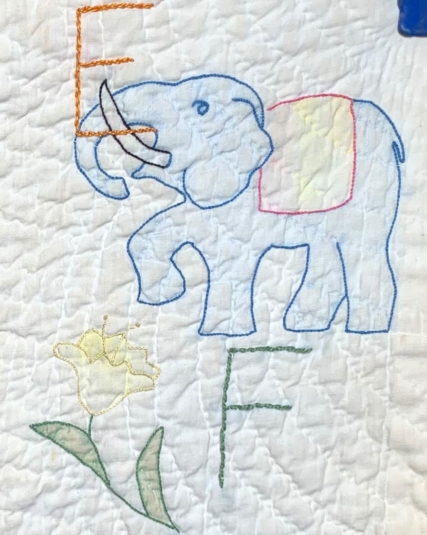 2 Vintage Handmade Embroidered & Applique Children's Quilts, Bed Coverlets (1 of 20)