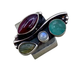 11.5 Gram Sterling Silver Artisan Made One of a Kind Gemstone Ring