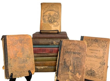Twelve 1860s to 1926 School Books