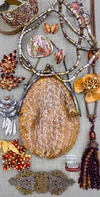 1920s Gelatin Sequin Purse & Luxe 19 pc Costume Jewelry Collection