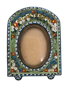 Petite Antique Italian Millefiori Inlaid Glass Micro Mosaic Photograph Frame