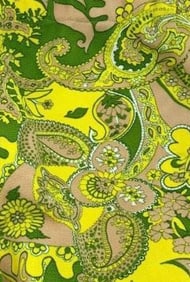 1960s Psychedelic Lime & Yellow Paisley Midi Tunic & Slacks Ensemble