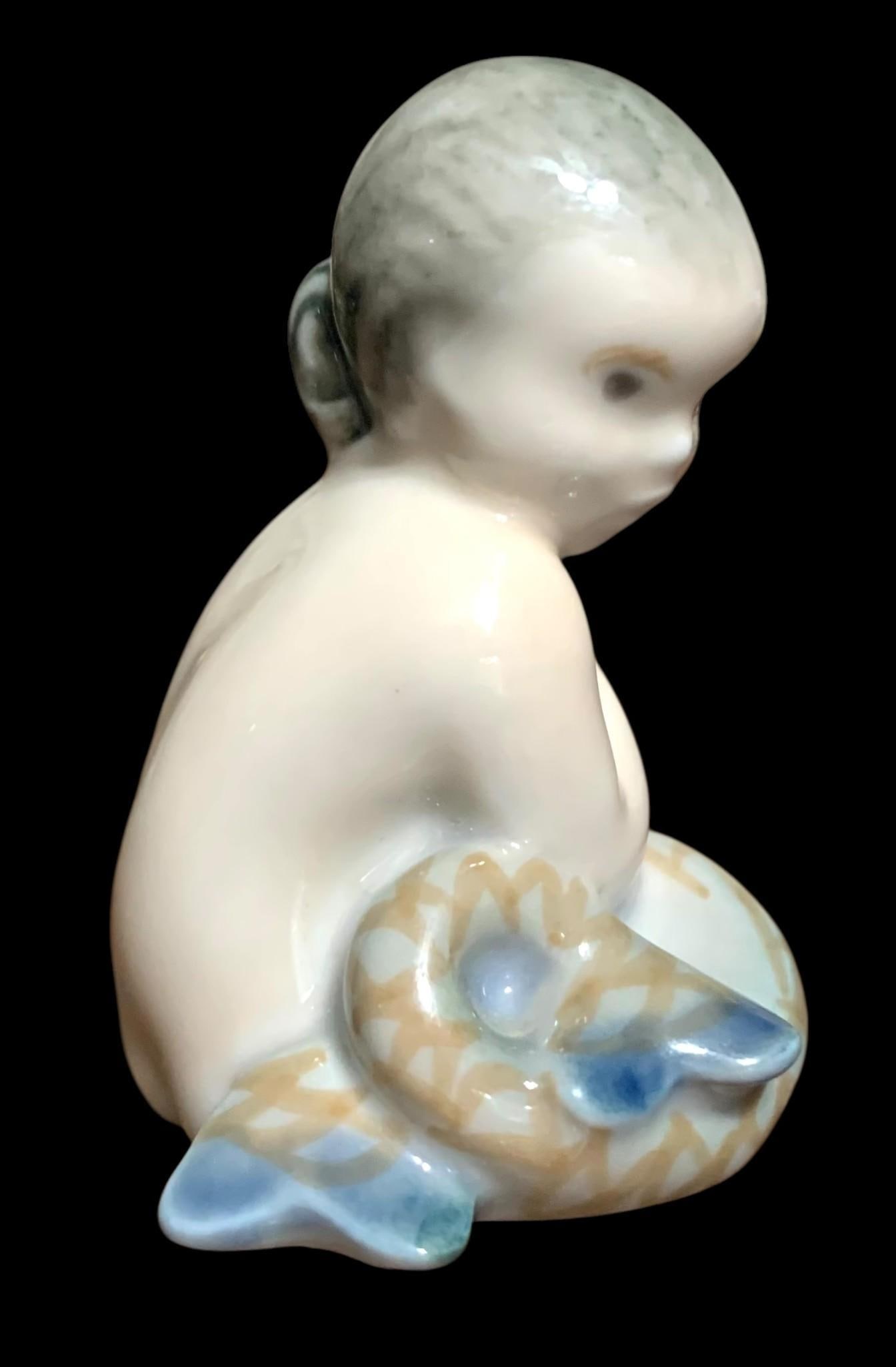 Miniature Vintage Nautical Royal Copenhagen Denmark Petite Mermaid Figurine: 2" x 1 3/8", perfect maritime hues, signed on base, no structural issues.