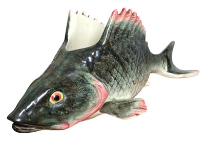 Fantastic Antique French Majolica Fontainbleau Fish Caviar Serving Dish