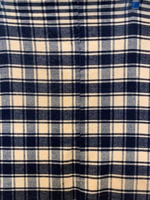 19th Century Navy Blue & Cream Wool Center Seam Farmhouse Coverlet, Homestead Blanket