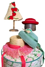 8 Mid Century Child Size Hats in Vintage Hat Box