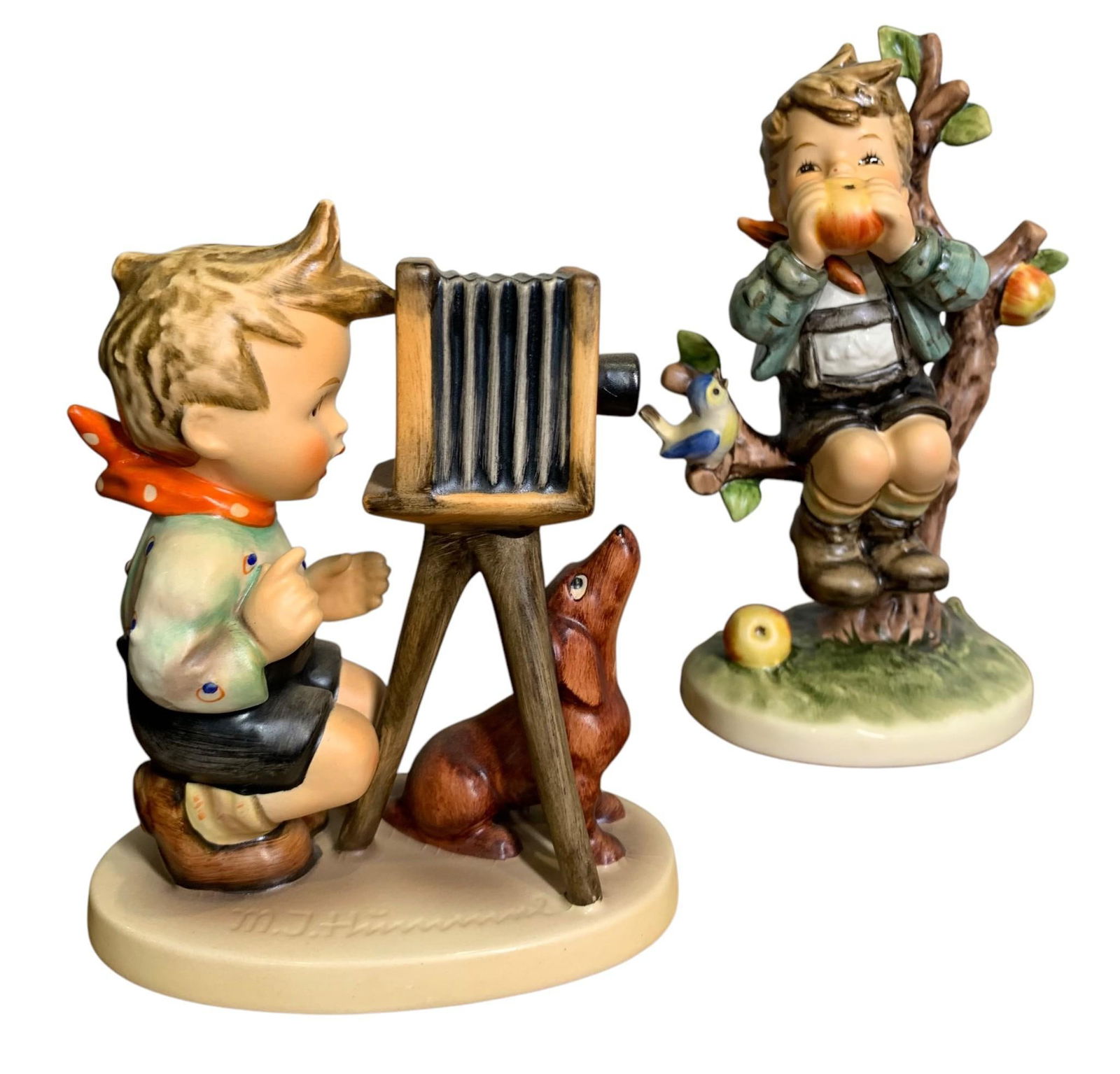 Two Vintage Goebel Hummel Figurines: 1948 The Photographer #178, 1974 An Apple A Day #403 (1 of 15)