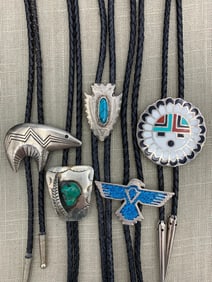 5 Wild West Travel Souvenir Western Cowboy Bolo Neckties