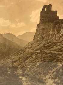 Large 1880s Bighorn Mountain Wyoming Scenic Sepia Geological Wonders Photography Framed Litho