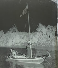 Five c1900 Lake Erie Sailboat, Pleasure Boat & Tornado Damage 5x7 Antique Glass Plate Negatives