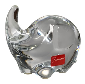 French Baccarat Fine Crystal Elephant Sculpture with the Baccarat Box