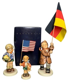 3 German Goebel Hummel Figurines: #739 1st Issue Artist Signed, #485 with Box & #239/E