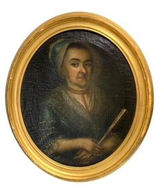 1790 Joseph Schmutzer 18th Century Genteel Lady Oil on Canvas Portrait Painting