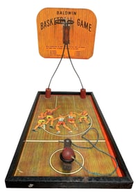 1930s Baldwin Tin Litho Basketball Skill Game with Box