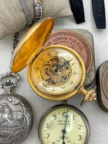 14 pc Vintage Pocket Watch, Wristwatch & Pedometer Collection