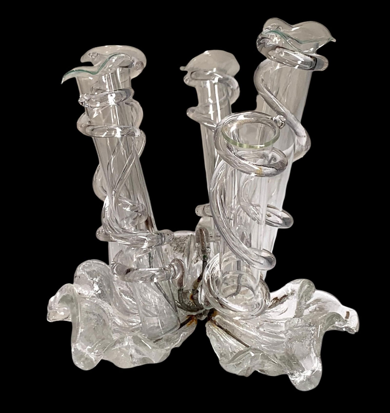 3 Ethereal Mid Century Clear Leaf & Petal Elegant Party Table Centerpiece Glass Floral Tube Vases (1 of 20)