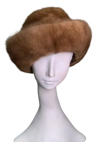 Luxe 1960s Palomino Mink Mr. Marc New York Ladies Upswept Brim Fur Hat