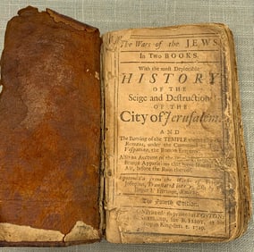 1719 4th Edition "The Wars of the Jews" in 2 Books EARLY Leather Bound Pocket Size Book