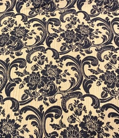 Colonial Style Mid Century Woven Navy & Cream Floral Jacquard Bedspread, Vintage Cotton Coverlet