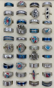 40 pc Bold Western Skull, Snakes, Thunderbird, Stallion Costume Jewelry Ring Collection
