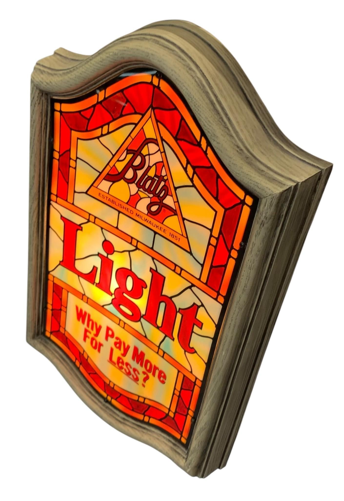 Vintage Illuminated BLATZ Beer Colorful Composite Stained Glass Bar Advertising Sign (1 of 8)