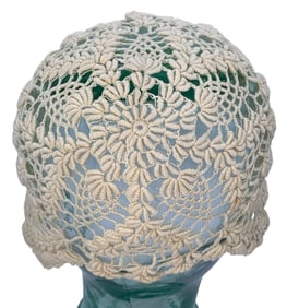 5 Antique Handmade Needle Lace, Tatted & Crochet Silk Trimmed Adult & Child Size Lace Caps