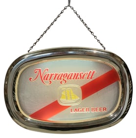 Working Vintage Narragansett Lager Beer Illuminated Bar Advertising Light
