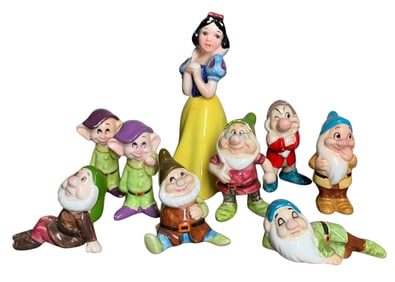 Mid Century Japan Walt Disney Productions Snow White & the 7 Dwarfs Ceramic Figurines