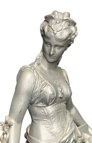 Striking Antique 19th Century Spelter Neoclassical Goddess Sculpture
