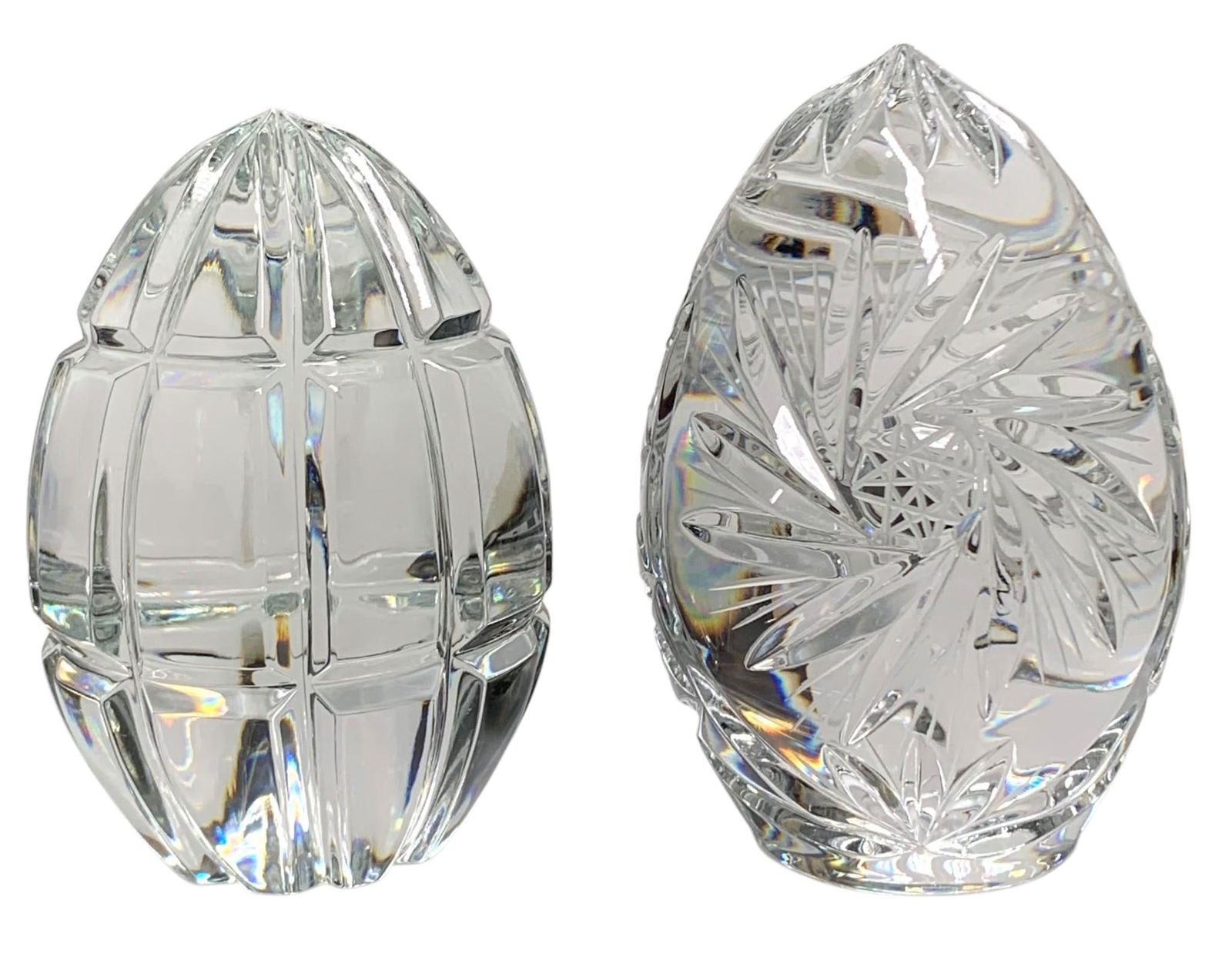 2 Exquisite Lead Crystal Large Size Hand Cut & Polished Egg Shaped Paperweights (1 of 18)
