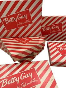 7 Mid Century Betty Gay Fashion Department Store Candy Cane Striped Garment Boxes