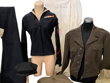 Paul Revere Auerhamer's WWII Navy Uniform, 1950s Air Force Uniform, Hats, Sleep Sack, Military Trunk