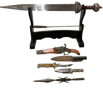 8 pc Vintage Sword, Dagger, Knife & Spear Collection