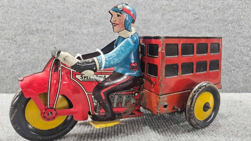 Marx Tin Litho Windup Speed Boy Delivery Cycle w/Box