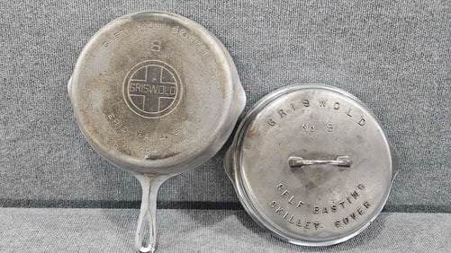 Griswold #8 chromed skillet with Self Basting Cover