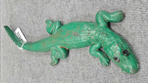 Early painted cast iron Alligator Doorstop
