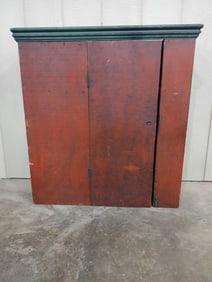 Primitive square nailed painted hanging cabinet