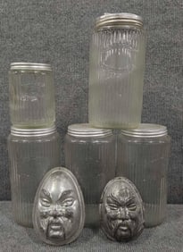 5- Hoosier Jars and 2 Face molds