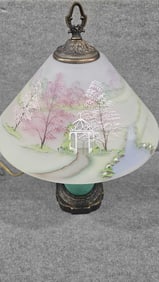 Signed Fenton Hand-Painted Lamp