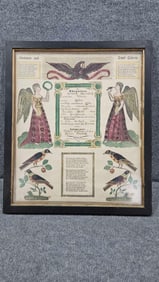 1843 German Birth certificate & early mirror.