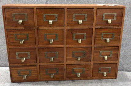 Nice small 16-drw card catalog cabinet