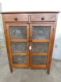 Primitive American 6 tin pie safe