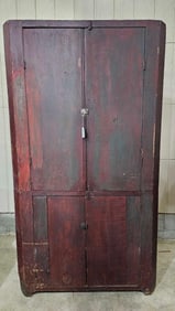Early Primitive Farmhouse Corner Cupboard