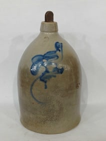 Decorated 2-gal stoneware bird jug